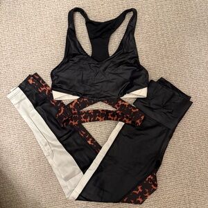 Beach Riot Black and Leopard Activewear Set
